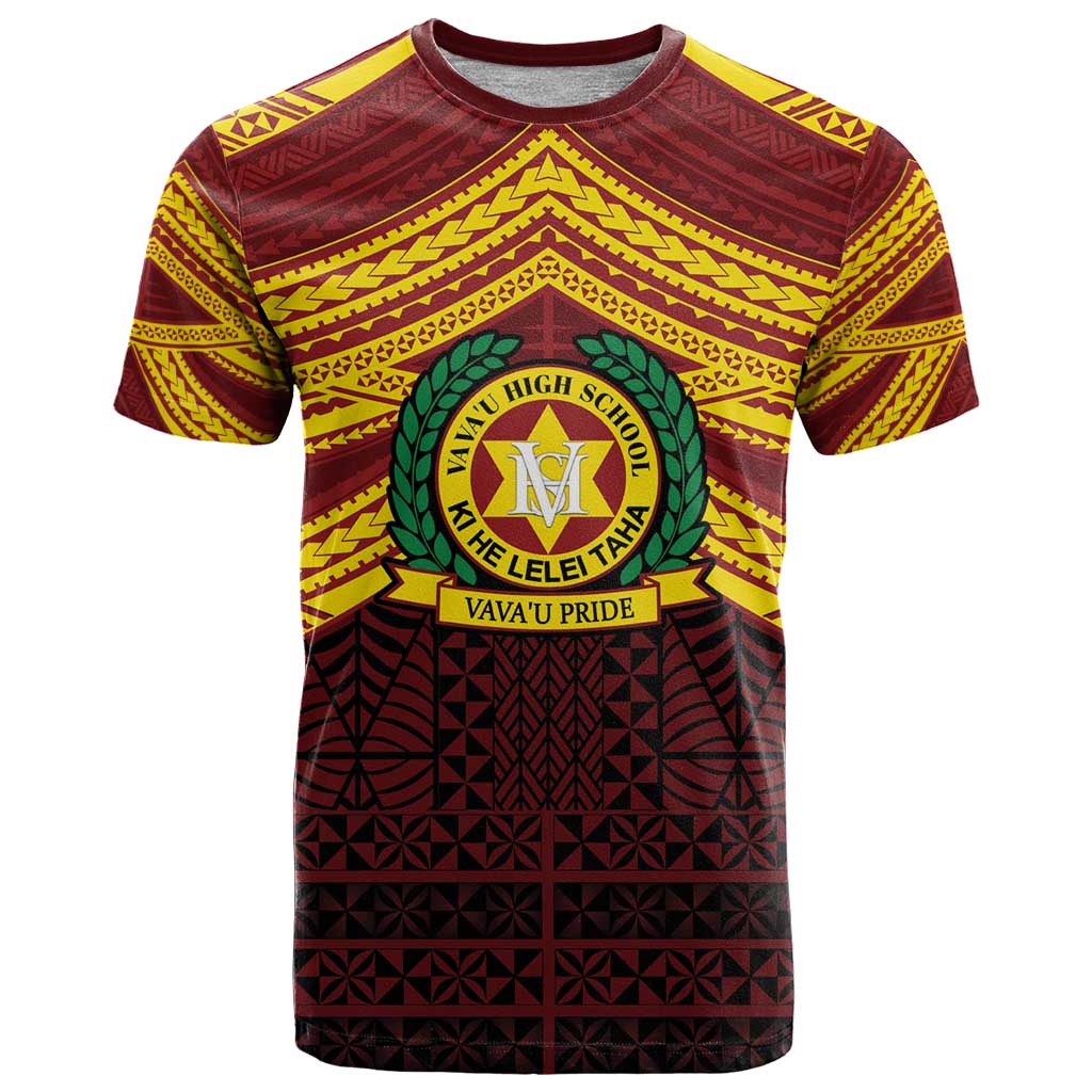 Personalised Tonga Vava'u High School T Shirt Polynesian Ngatu Tribal