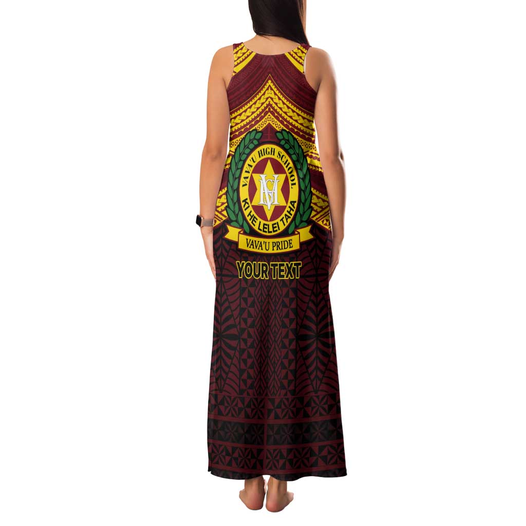 Personalised Tonga Vava'u High School Tank Maxi Dress Polynesian Ngatu Tribal