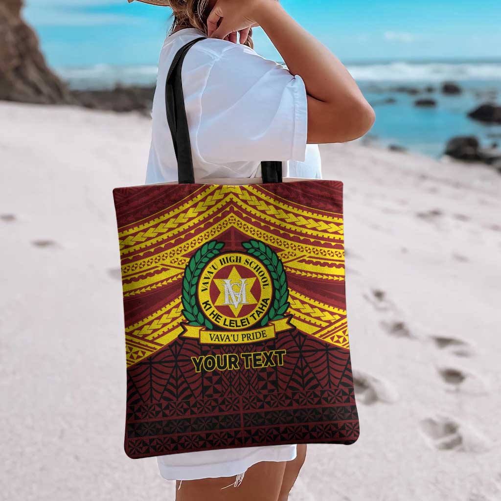 Personalised Tonga Vava'u High School Tote Bag Polynesian Ngatu Tribal - Polynesian Pride