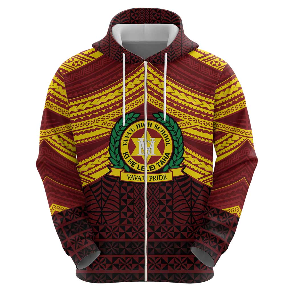 Personalised Tonga Vava'u High School Zip Hoodie Polynesian Ngatu Tribal
