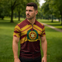 Personalised Tonga Vava'u High School Zipper Polo Shirt Polynesian Ngatu Tribal - Polynesian Pride