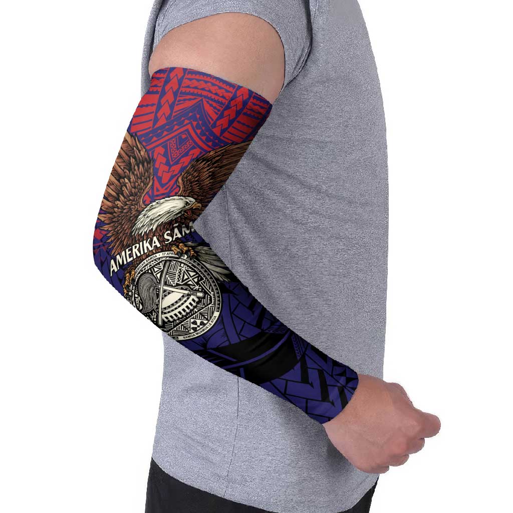 American Samoa Brave Eagle Personalized Arm Sleeves National Flag Color LT9 - Polynesian Pride