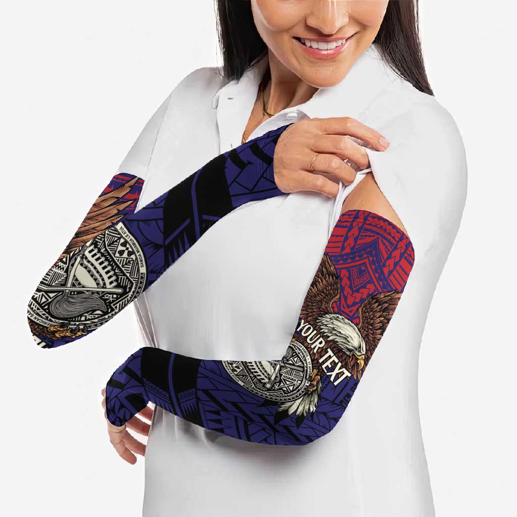 American Samoa Brave Eagle Personalized Arm Sleeves National Flag Color LT9 - Polynesian Pride