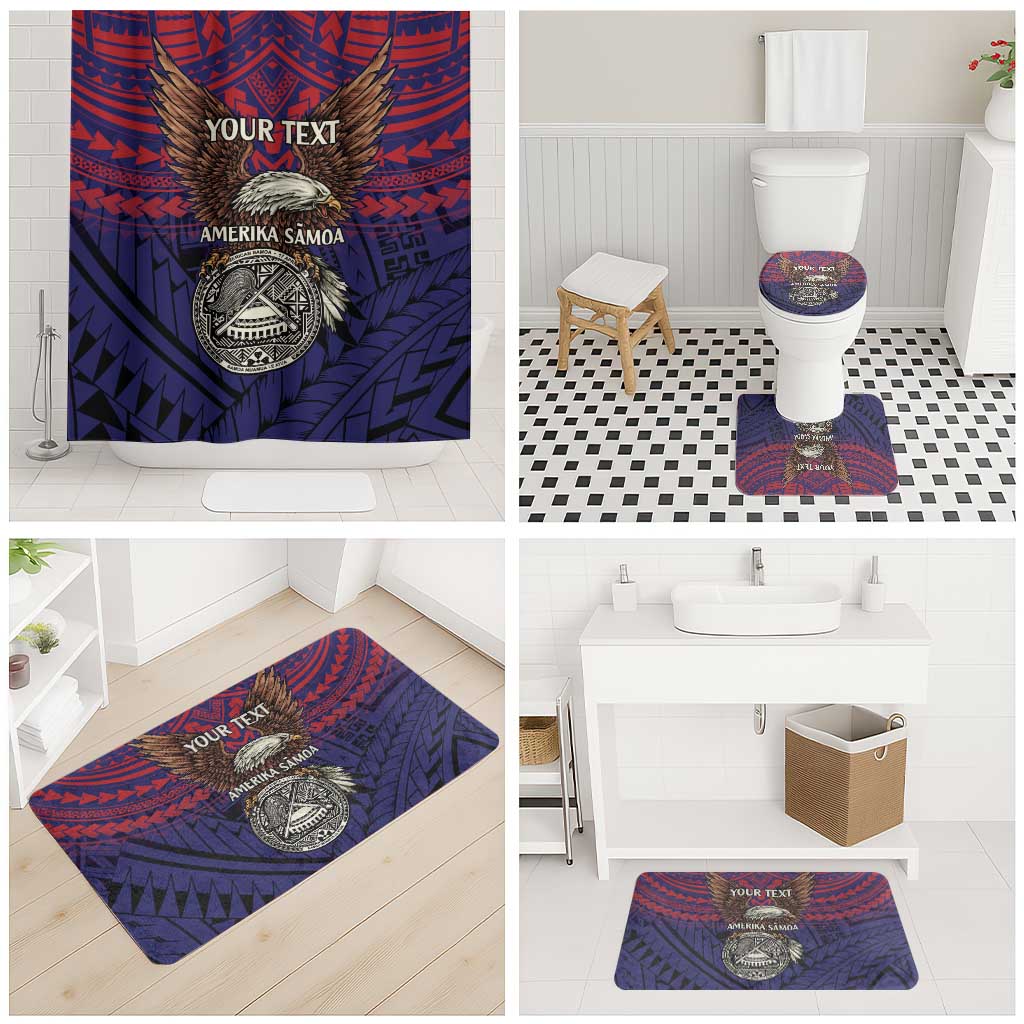 American Samoa Brave Eagle Personalized Bathroom Set National Flag Color - Polynesian Pride