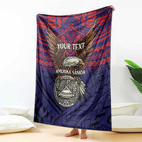 American Samoa Brave Eagle Personalized Blanket National Flag Color LT9 - Polynesian Pride