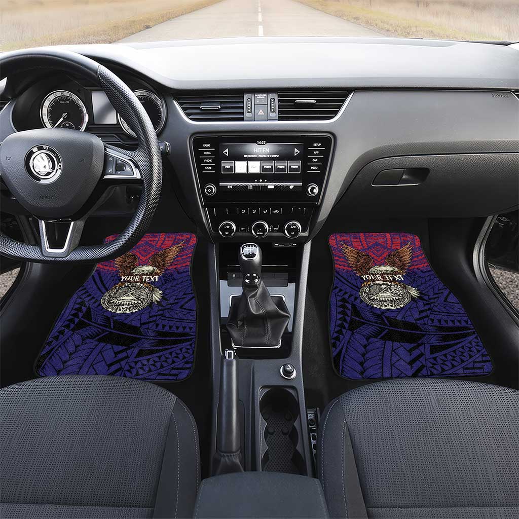 American Samoa Brave Eagle Personalized Car Mats National Flag Color LT9 Set 2pcs - Front Blue - Polynesian Pride