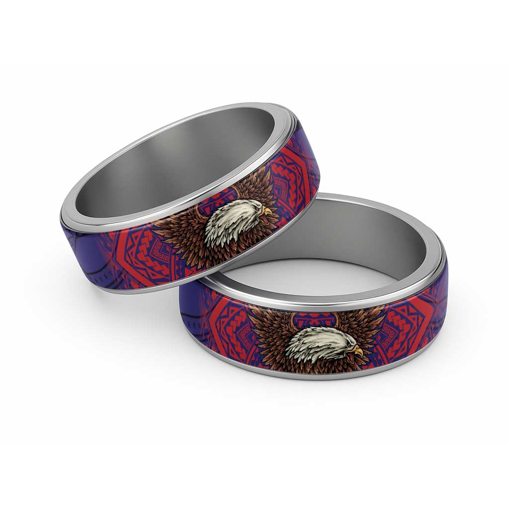 American Samoa Brave Eagle Classic Ring National Flag Color - Polynesian Pride