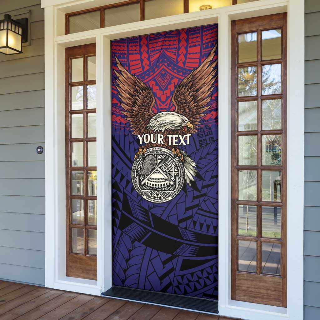 American Samoa Brave Eagle Personalized Door Cover National Flag Color - Polynesian Pride