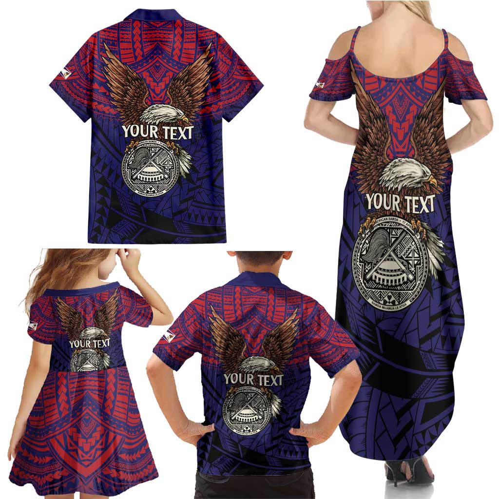 American Samoa Brave Eagle Personalized Family Matching Summer Maxi Dress and Hawaiian Shirt National Flag Color