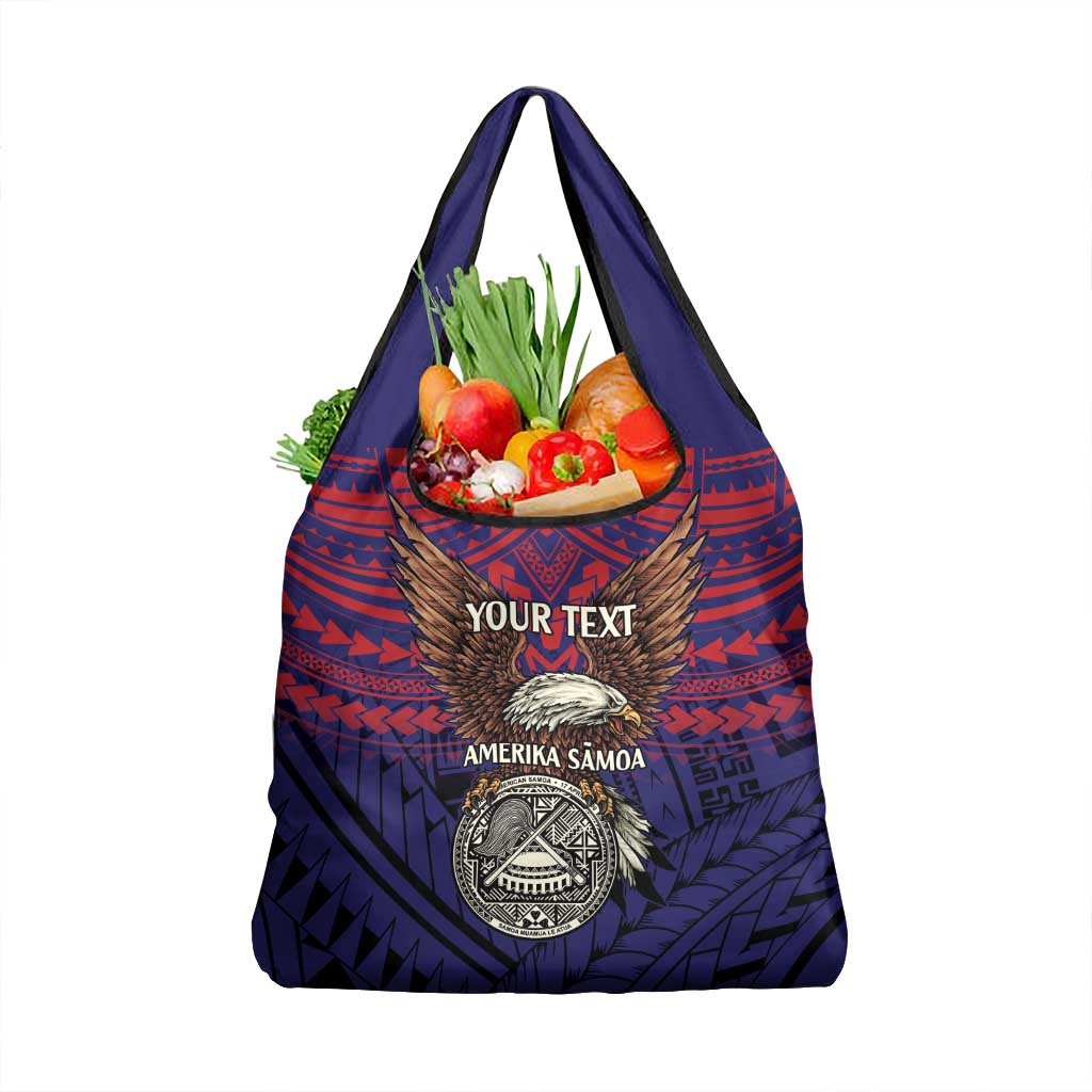 American Samoa Brave Eagle Personalized Grocery Bag National Flag Color LT9 1-pack One Size Blue - Polynesian Pride