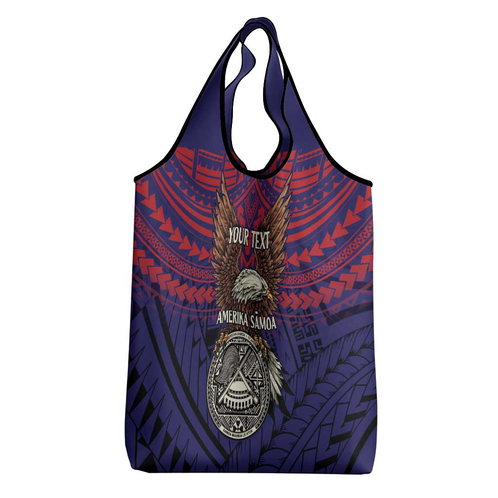 American Samoa Brave Eagle Personalized Grocery Bag National Flag Color LT9 - Polynesian Pride