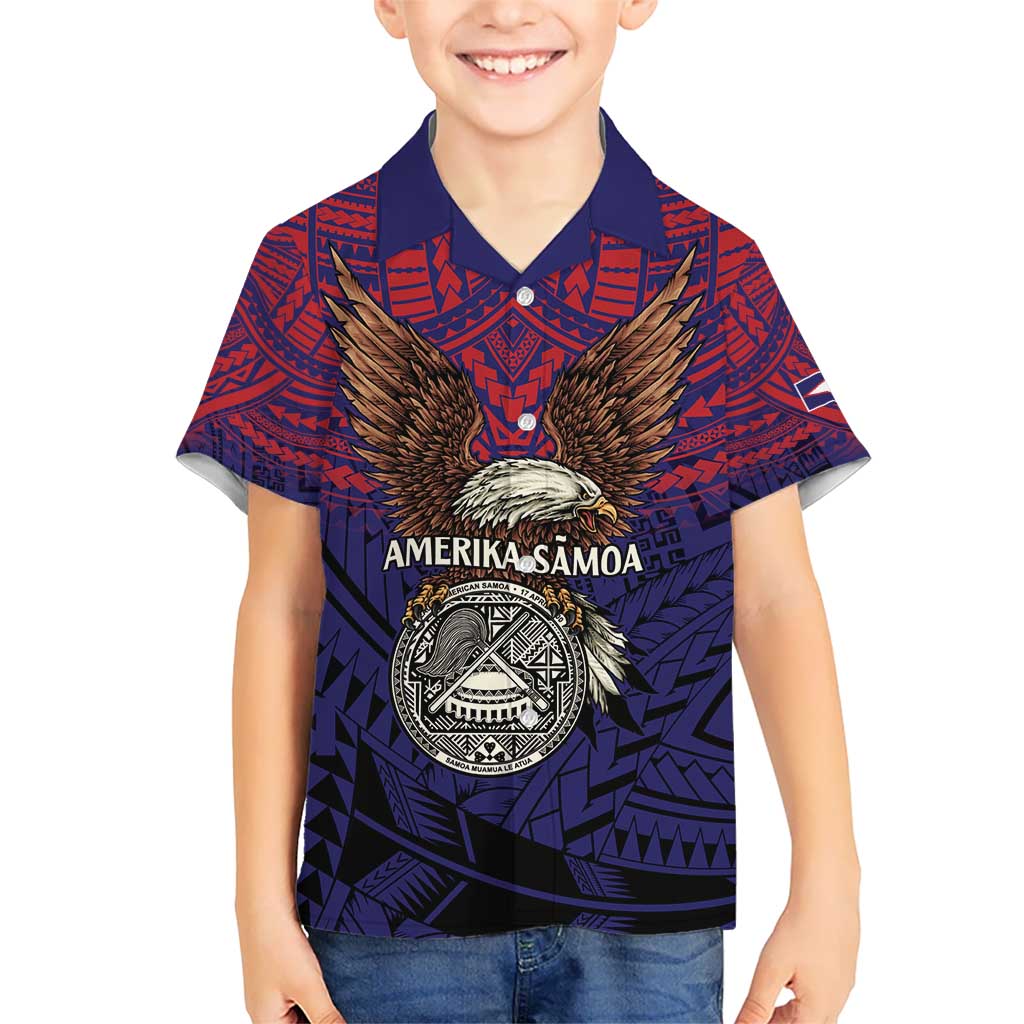 American Samoa Brave Eagle Personalized Kid Hawaiian Shirt National Flag Color