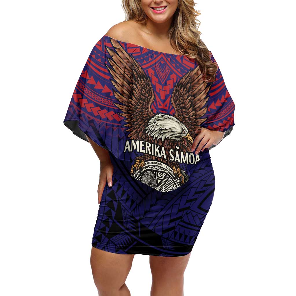 American Samoa Brave Eagle Personalized Off Shoulder Short Dress National Flag Color