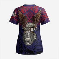 American Samoa Brave Eagle Personalized Scrub Top National Flag Color - Polynesian Pride