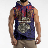 American Samoa Brave Eagle Personalized Sleeveless Hoodie National Flag Color - Polynesian Pride