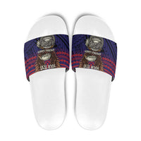 American Samoa Brave Eagle Personalized Slide Sandals National Flag Color LT9 Blue - Polynesian Pride