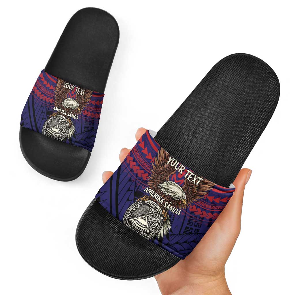 American Samoa Brave Eagle Personalized Slide Sandals National Flag Color LT9 - Polynesian Pride