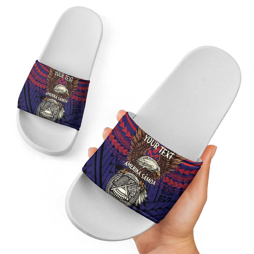 American Samoa Brave Eagle Personalized Slide Sandals National Flag Color LT9 - Polynesian Pride