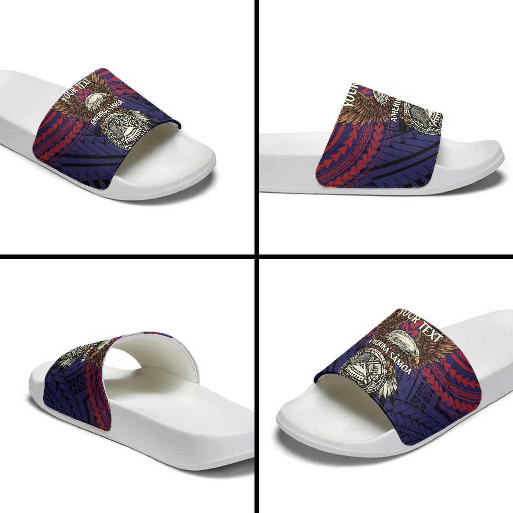 American Samoa Brave Eagle Personalized Slide Sandals National Flag Color LT9 - Polynesian Pride