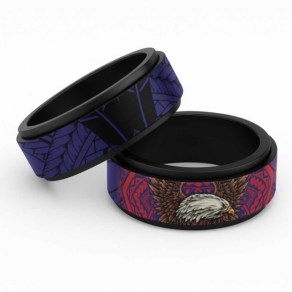 American Samoa Brave Eagle Spinner Ring National Flag Color - Polynesian Pride