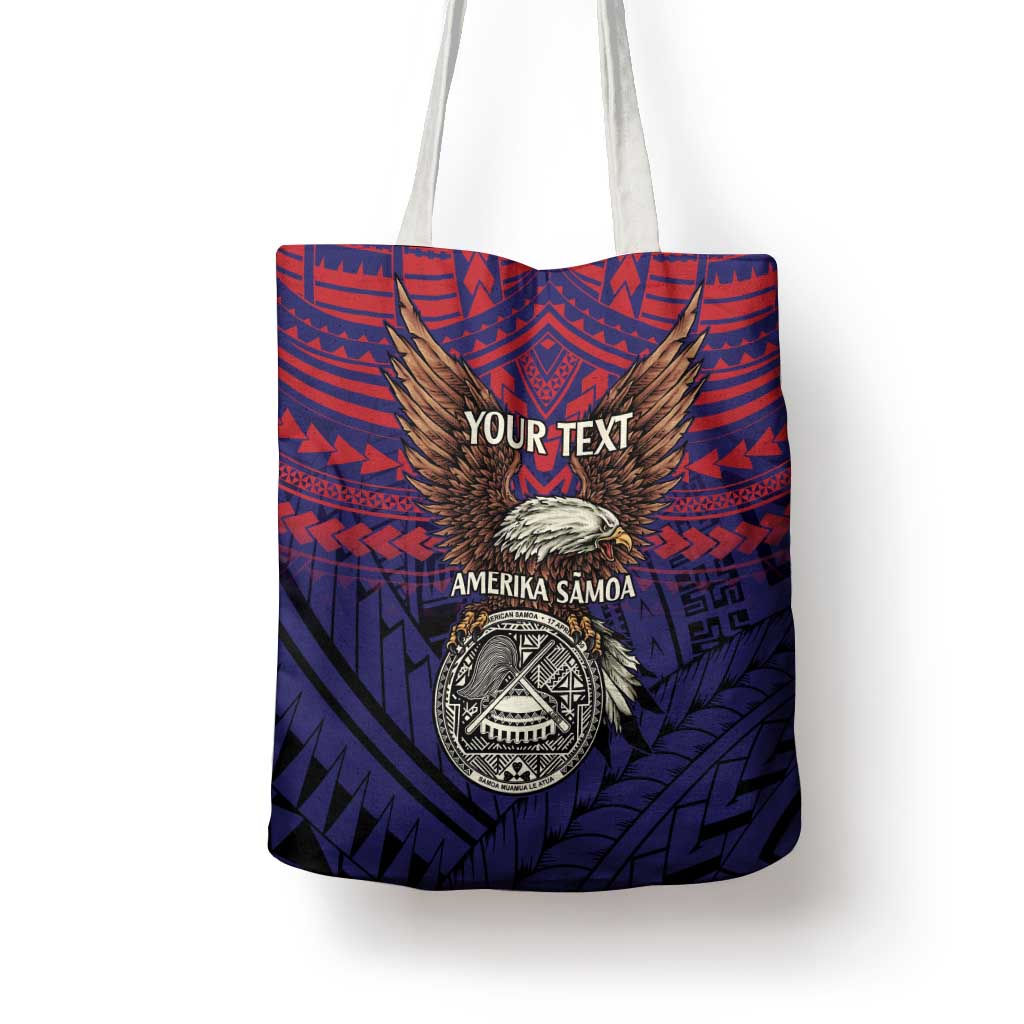 American Samoa Brave Eagle Personalized Tote Bag National Flag Color - Polynesian Pride
