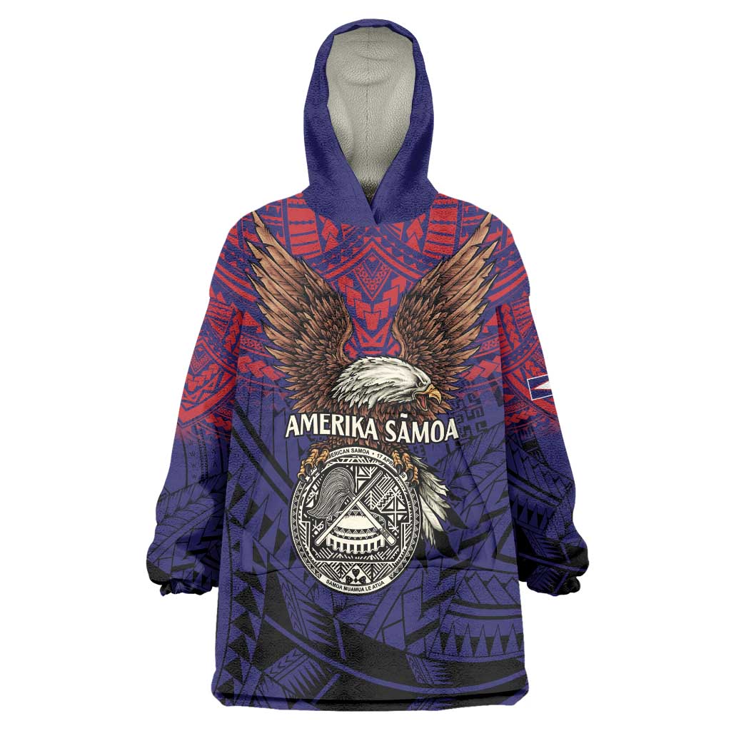 American Samoa Brave Eagle Personalized Wearable Blanket Hoodie National Flag Color