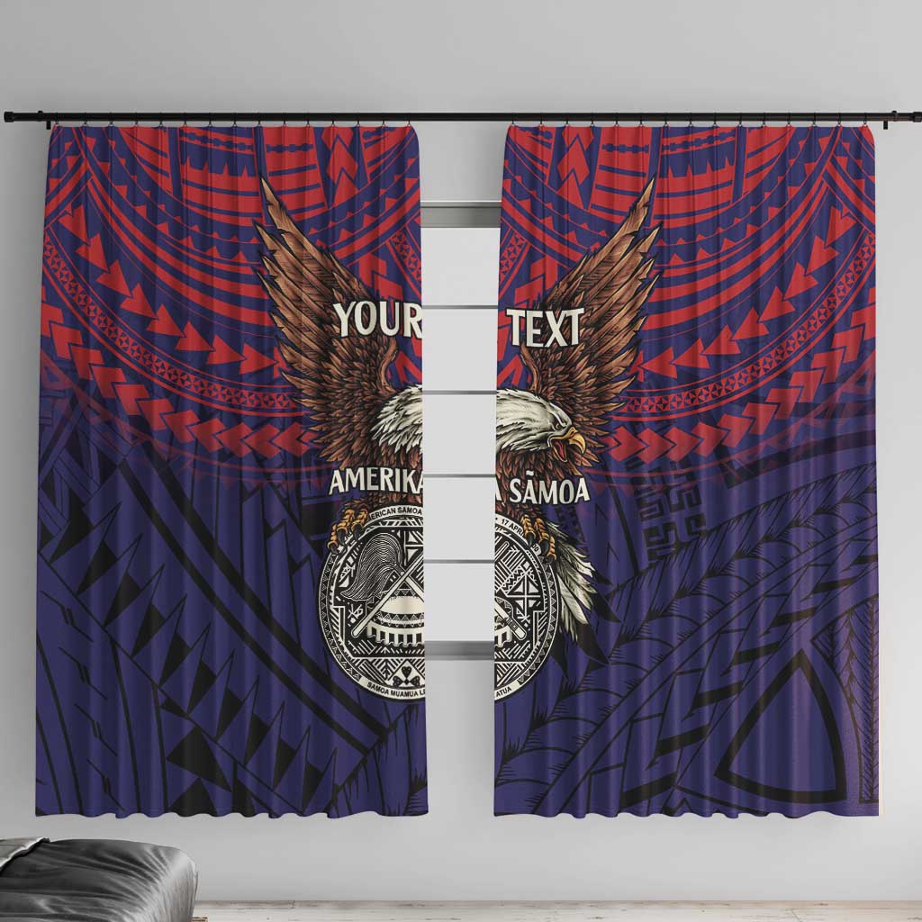 American Samoa Brave Eagle Personalized Window Curtain National Flag Color LT9 With Hooks Blue - Polynesian Pride