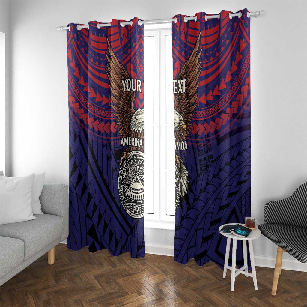 American Samoa Brave Eagle Personalized Window Curtain National Flag Color LT9 With Grommets Blue - Polynesian Pride