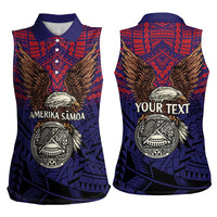 American Samoa Brave Eagle Personalized Women Sleeveless Polo Shirt National Flag Color