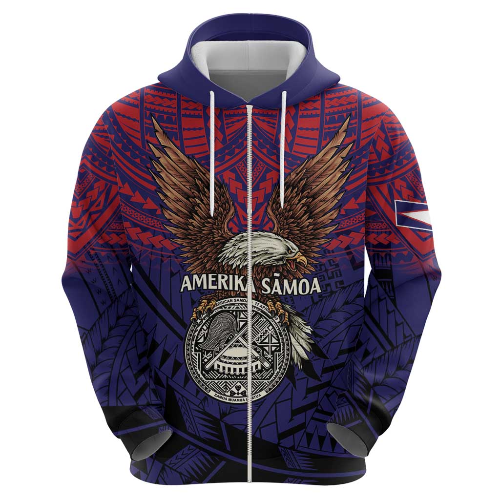 American Samoa Brave Eagle Personalized Zip Hoodie National Flag Color