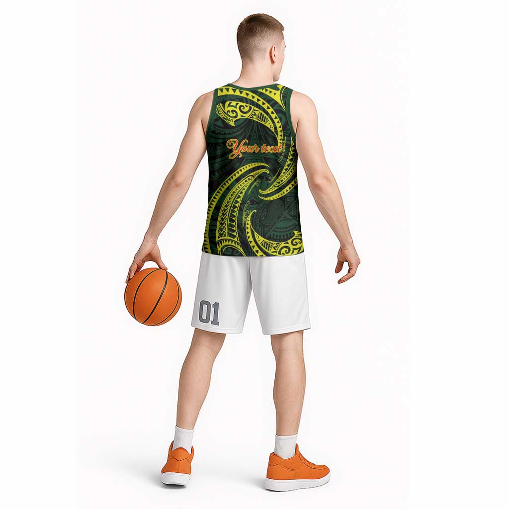 American Samoa Manua Cession Day Personalized Basketball Jersey Polynesian Wave Style - Polynesian Pride