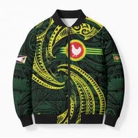 American Samoa Manua Cession Day Personalized Bomber Puffer Jacket Polynesian Wave Style - Polynesian Pride