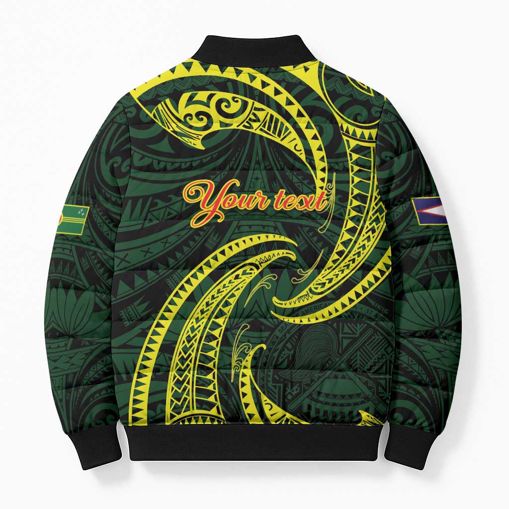 American Samoa Manua Cession Day Personalized Bomber Puffer Jacket Polynesian Wave Style - Polynesian Pride