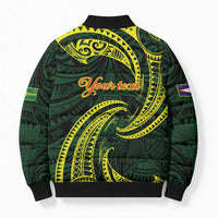 American Samoa Manua Cession Day Personalized Bomber Puffer Jacket Polynesian Wave Style - Polynesian Pride