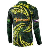 American Samoa Manua Cession Day Personalized Button Sweatshirt Polynesian Wave Style