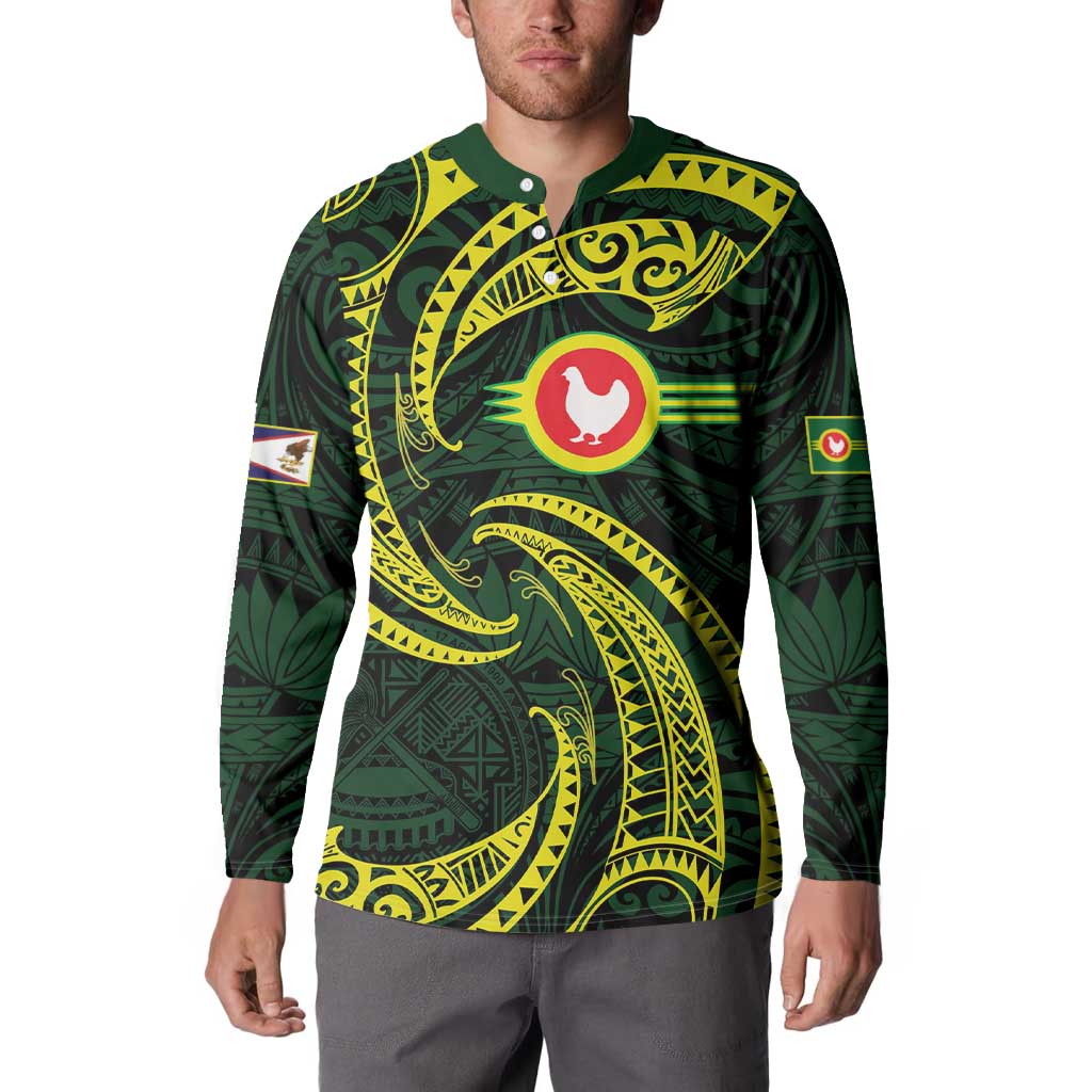 American Samoa Manua Cession Day Personalized Button Sweatshirt Polynesian Wave Style