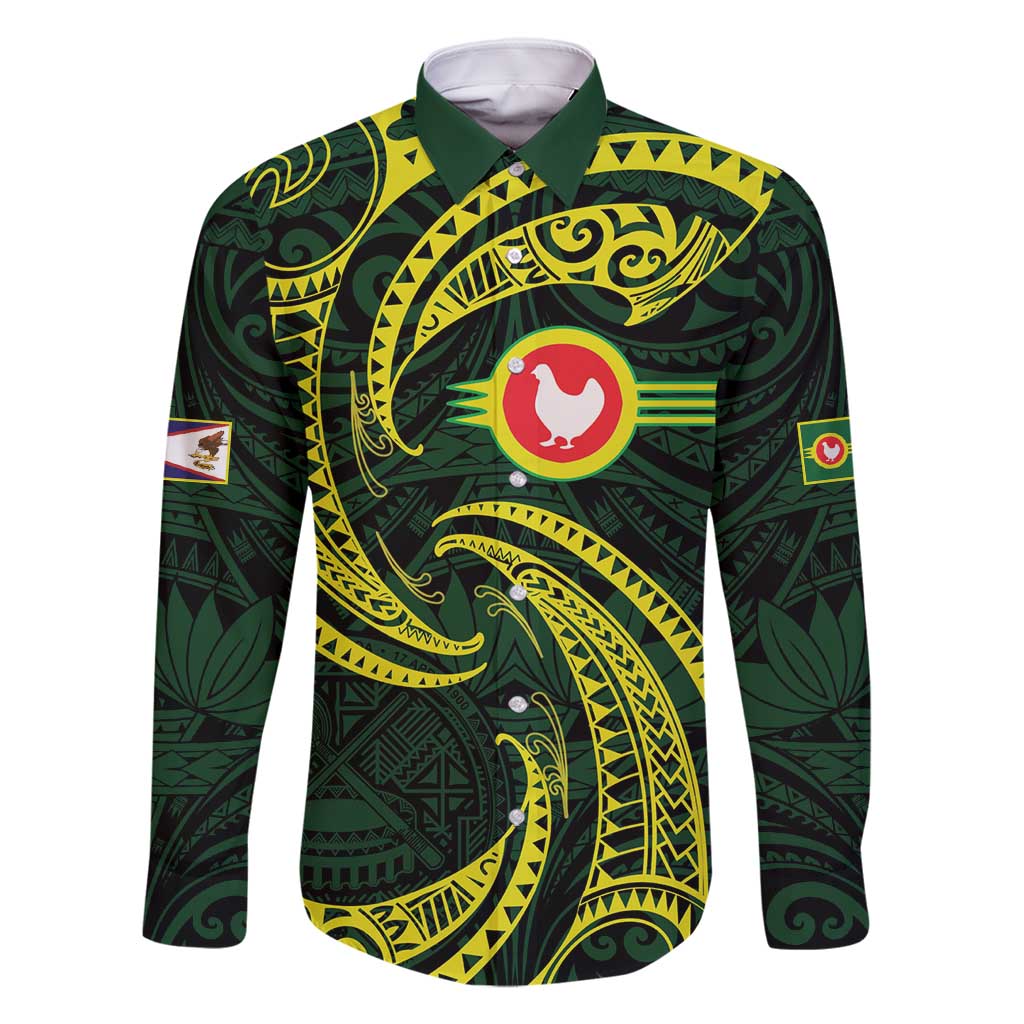 American Samoa Manua Cession Day Personalized Family Matching Long Sleeve Bodycon Dress and Hawaiian Shirt Polynesian Wave Style