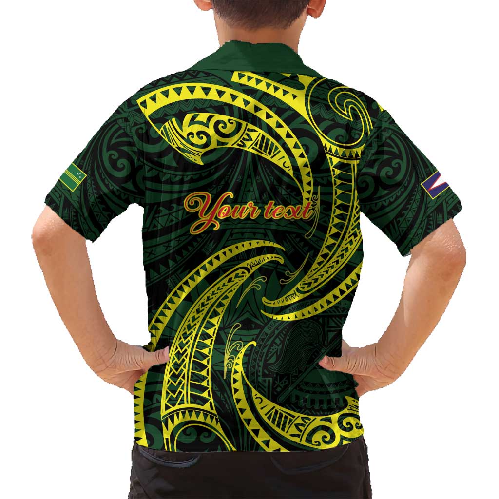 American Samoa Manua Cession Day Personalized Family Matching Off Shoulder Short Dress and Hawaiian Shirt Polynesian Wave Style
