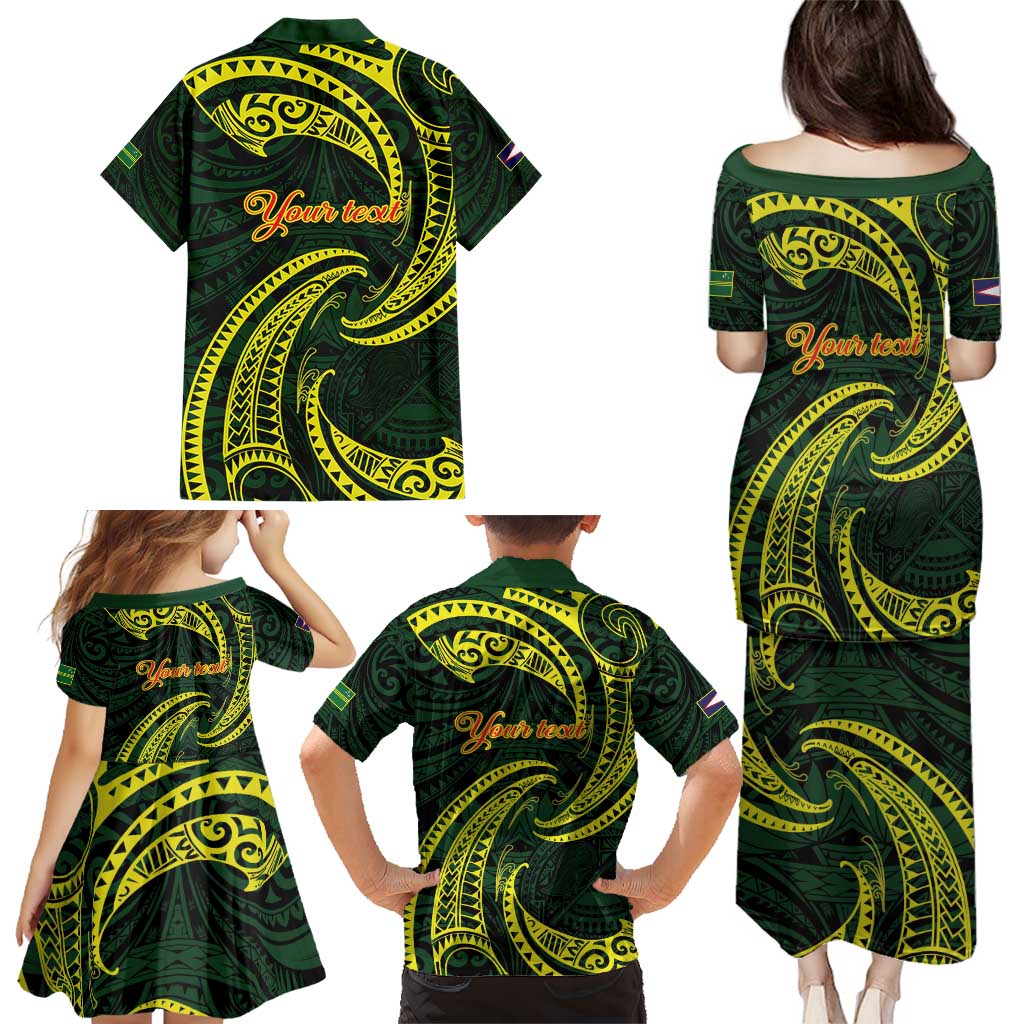 American Samoa Manua Cession Day Personalized Family Matching Puletasi and Hawaiian Shirt Polynesian Wave Style