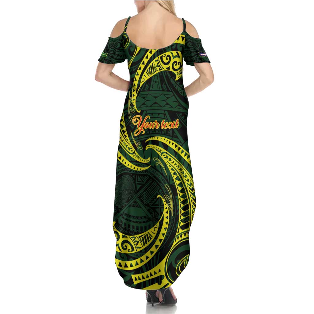 American Samoa Manua Cession Day Personalized Family Matching Summer Maxi Dress and Hawaiian Shirt Polynesian Wave Style