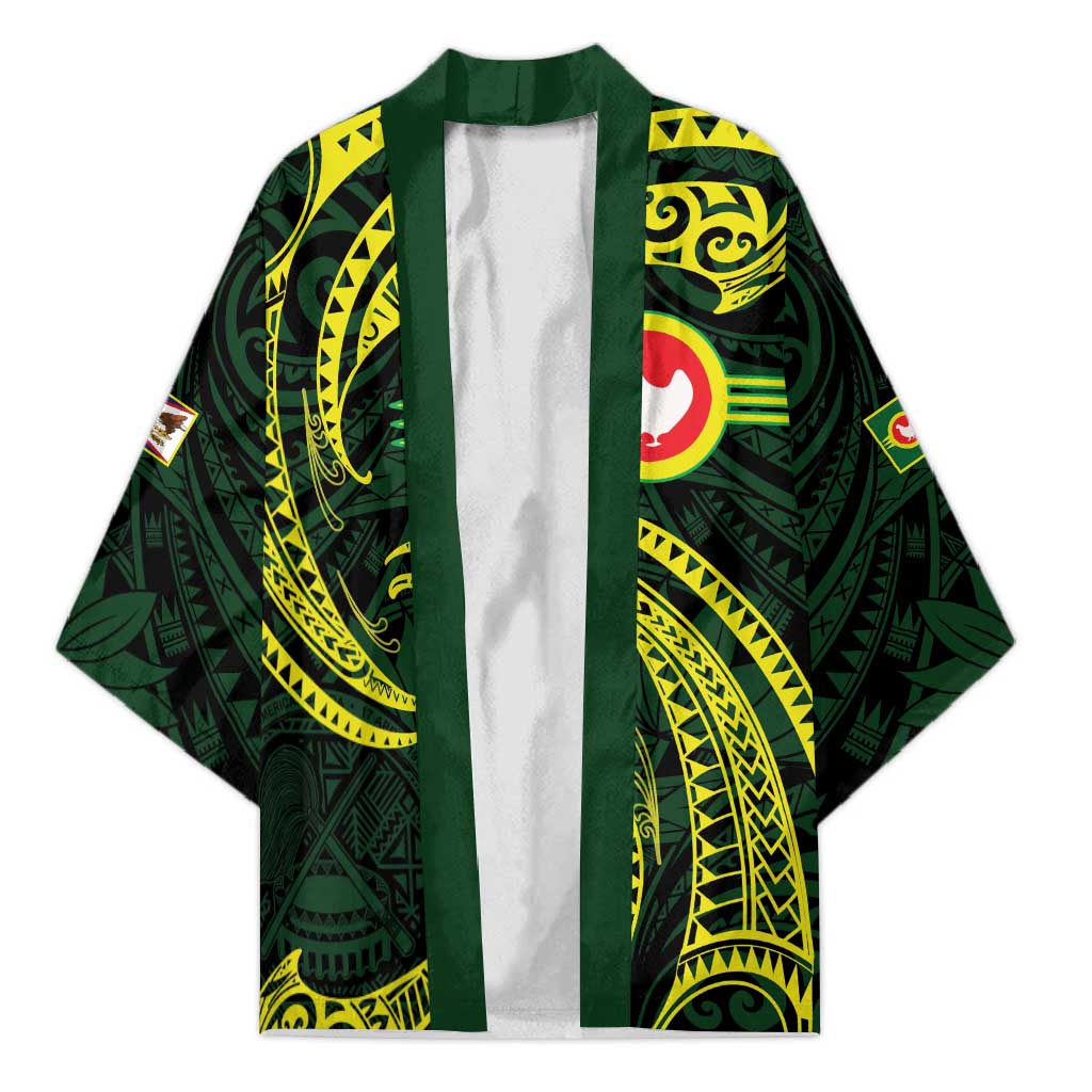 American Samoa Manua Cession Day Personalized Kimono Polynesian Wave Style - Polynesian Pride