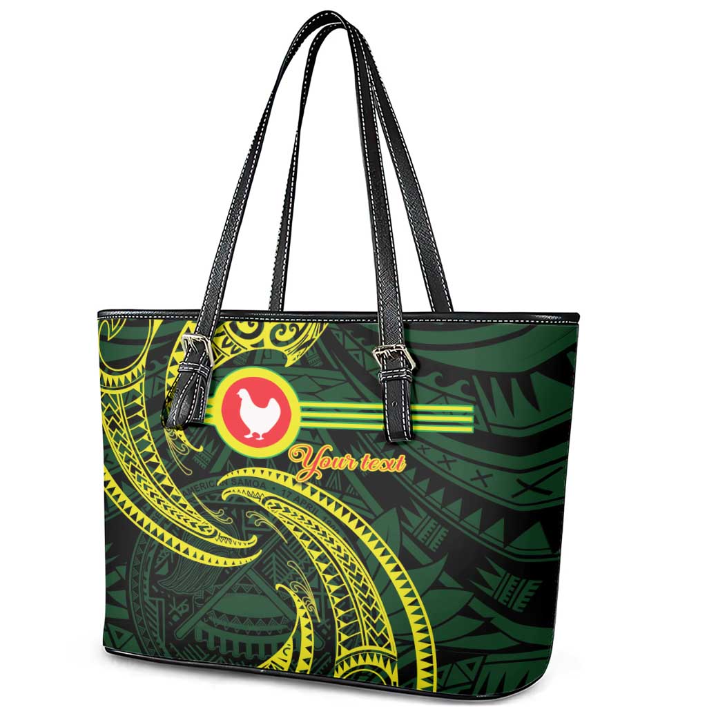 American Samoa Manua Cession Day Personalized Leather Tote Bag Polynesian Wave Style