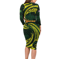 American Samoa Manua Cession Day Personalized Long Sleeve Bodycon Dress Polynesian Wave Style