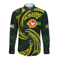 American Samoa Manua Cession Day Personalized Long Sleeve Button Shirt Polynesian Wave Style