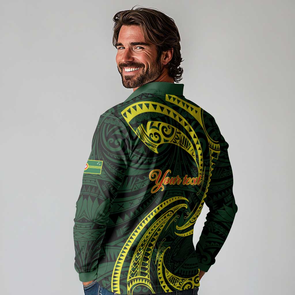 American Samoa Manua Cession Day Personalized Long Sleeve Polo Shirt Polynesian Wave Style