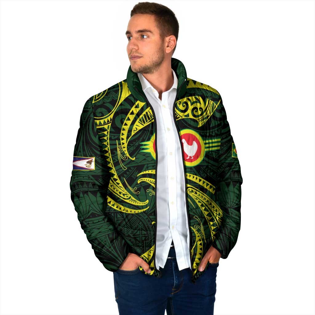 American Samoa Manua Cession Day Personalized Padded Jacket Polynesian Wave Style - Polynesian Pride