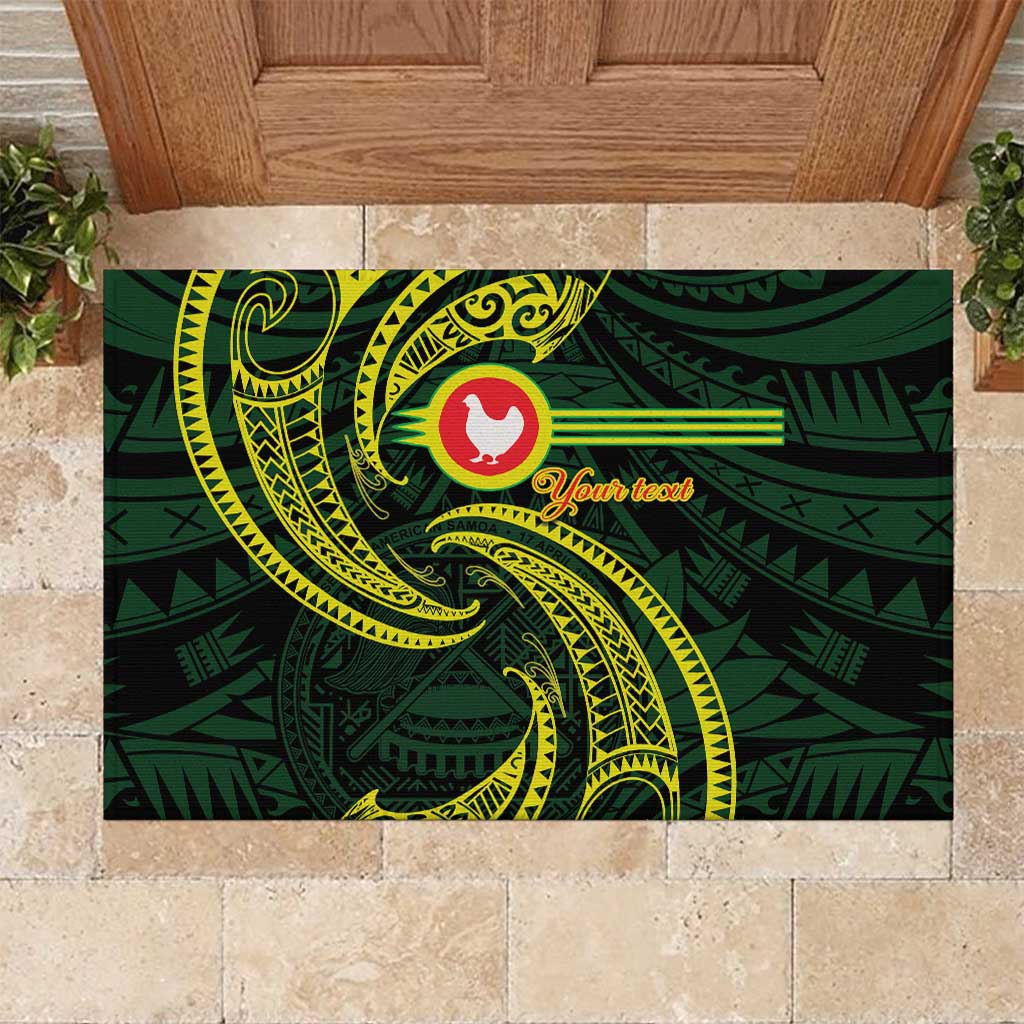 American Samoa Manua Cession Day Personalized Rubber Doormat Polynesian Wave Style