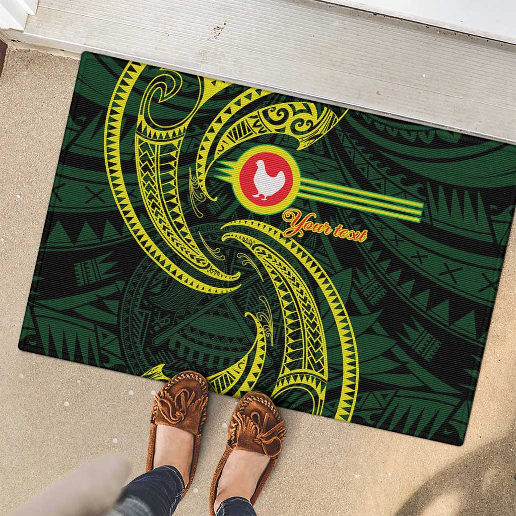 American Samoa Manua Cession Day Personalized Rubber Doormat Polynesian Wave Style