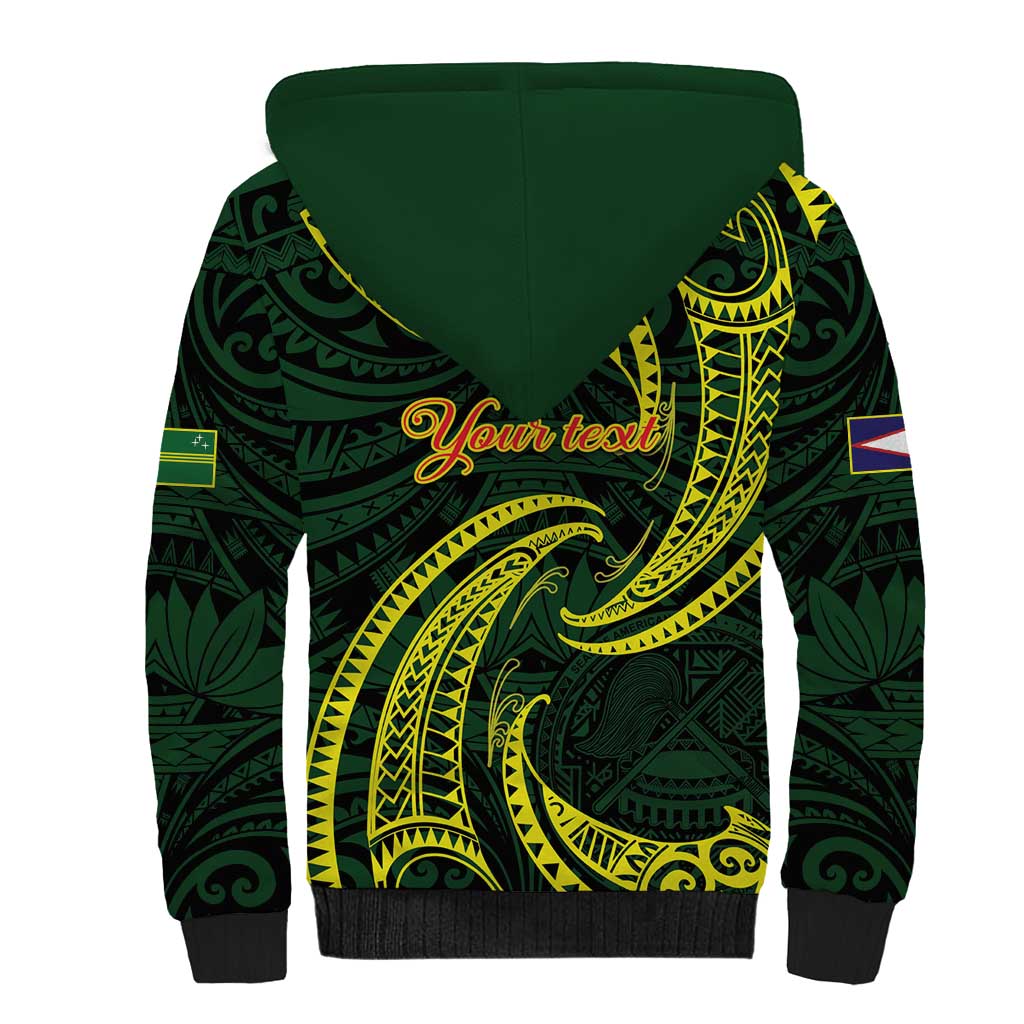 American Samoa Manua Cession Day Personalized Sherpa Hoodie Polynesian Wave Style