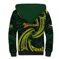 American Samoa Manua Cession Day Personalized Sherpa Hoodie Polynesian Wave Style
